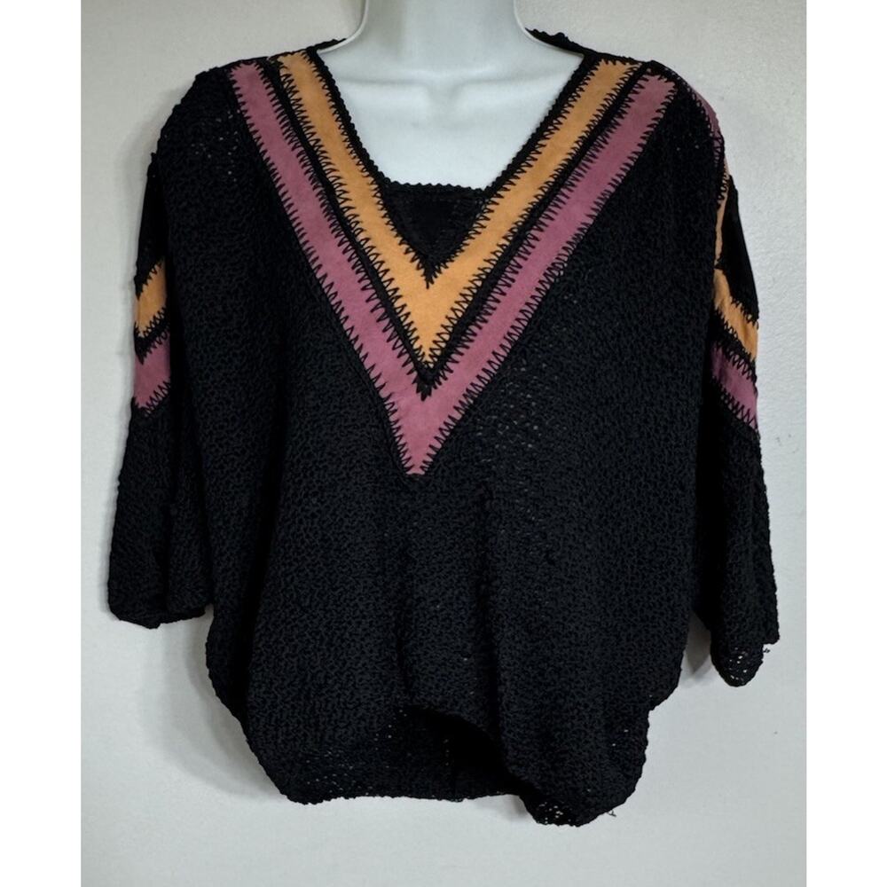 Vintage Norma Canada Sweater Women’s Size Small Style 1223 Leather Trim